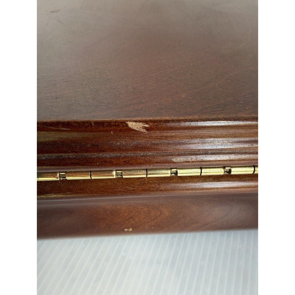 Vintage Wooden Jewelry Box 2 Tier Removable Tray Ring Storage Velvet Lined 7” - Picture 12 of 15
